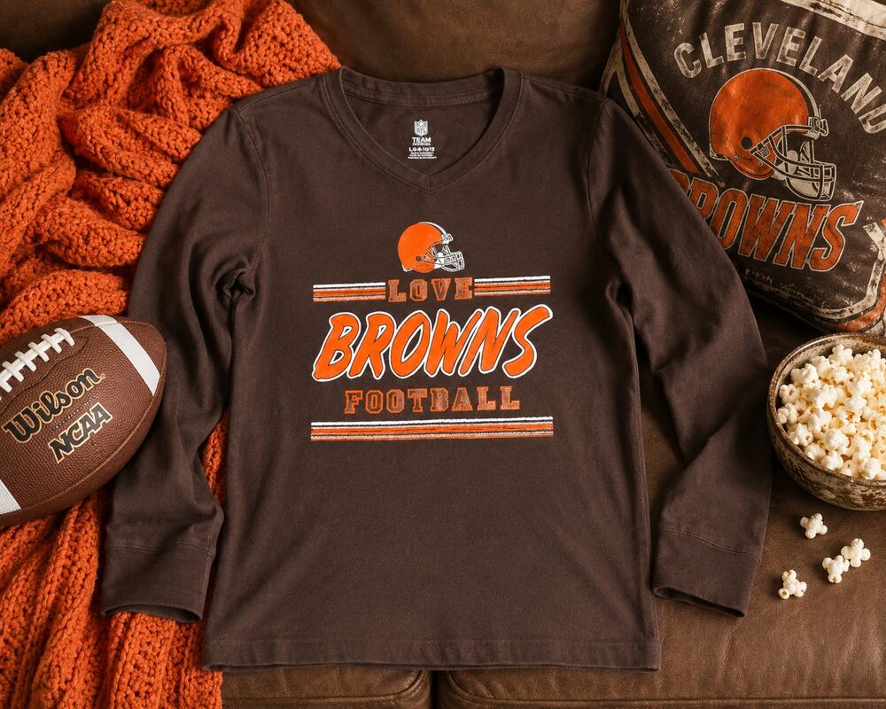 Cleveland Browns NFL Youth Large Brown Long Sleeve Graphic Tee